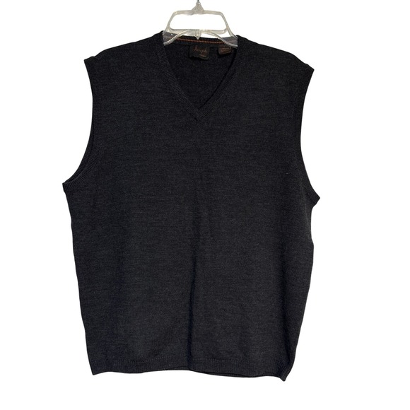 Joseph Mens Gray Merino Wool Blend V Neck Sleeveless Sweater Vest Large - Picture 1 of 6